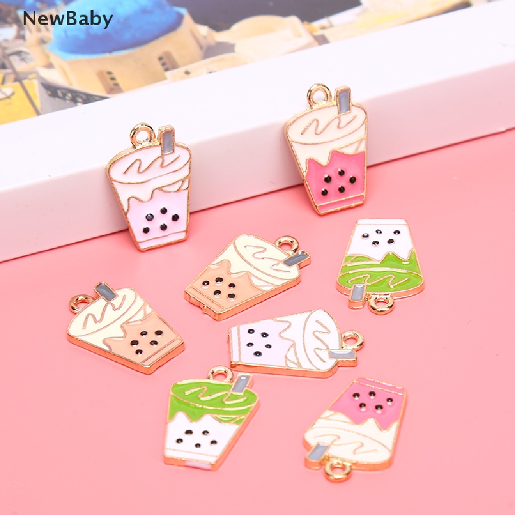 10pcs / lot Liontin Enamel Bentuk Milk Tea Untuk Membuat Perhiasan Anting