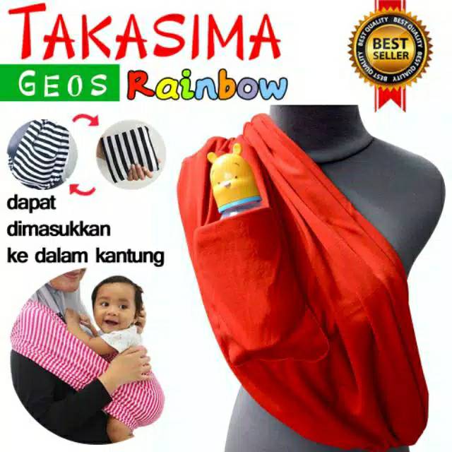 Geos Takasima Rainbow Plus Kantung Menyimpan Susu , Gendongan Kaos Murah Rainbow