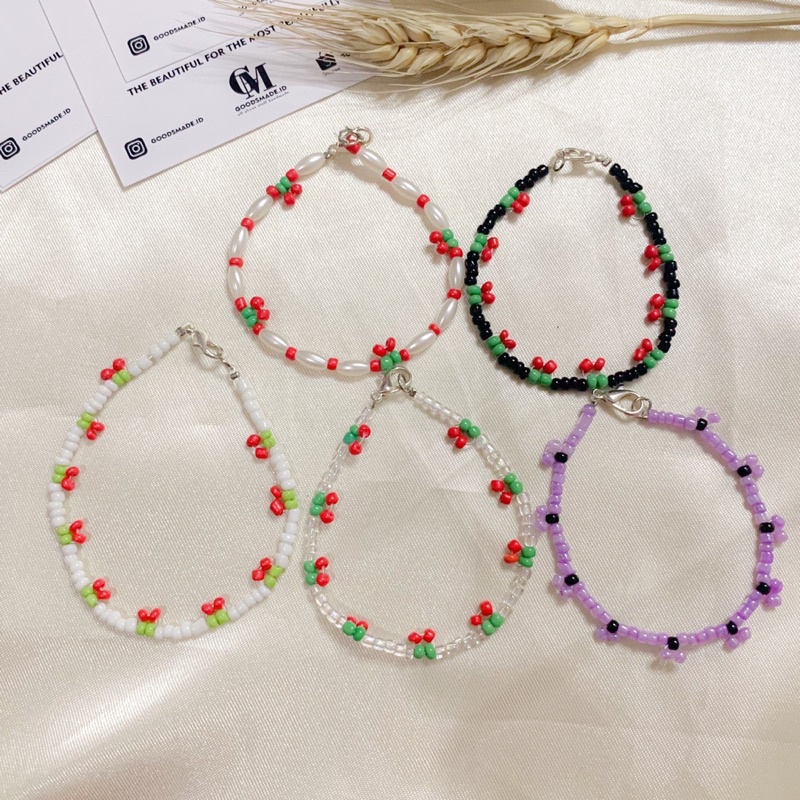 Gelang manik/ bracelet beads / gelang korea ( cherry edition )