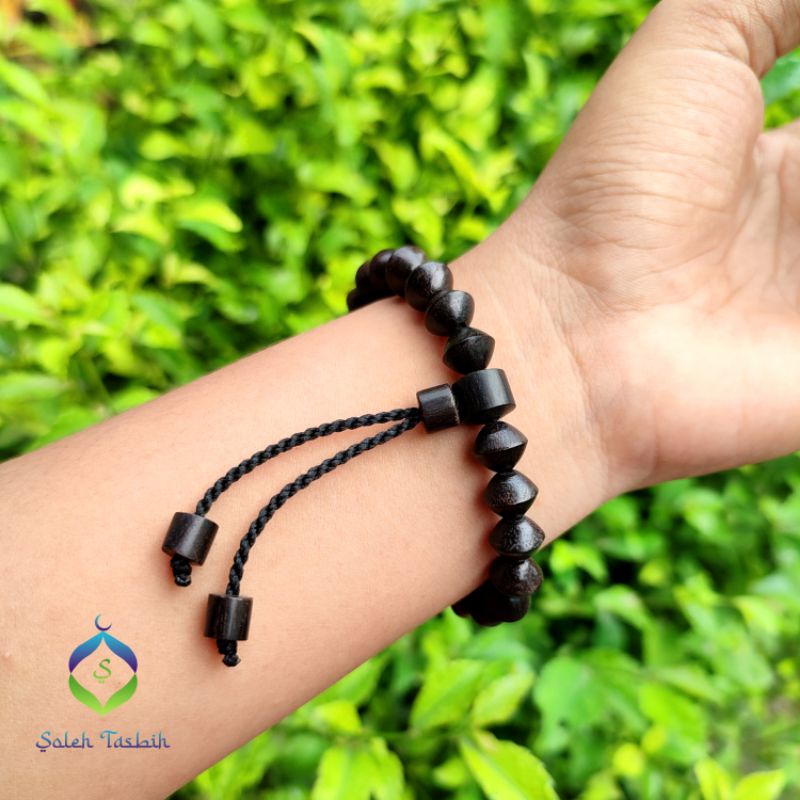 Gelang Kayu Galih Kelor Hitam Motif Wajik Size 6mm &amp; 8mm_COD