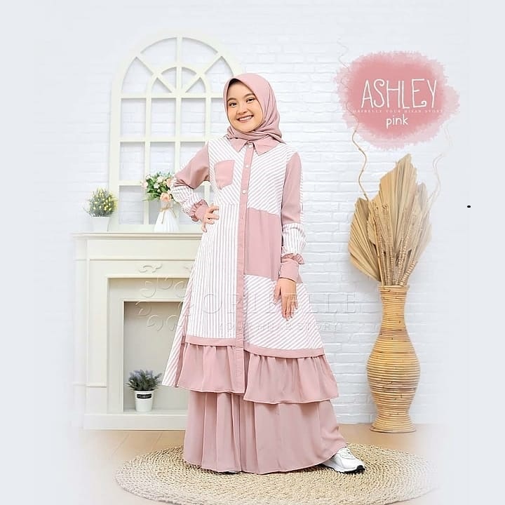 ASHLEY KIDS / Setelan Anak Perempuan Usia 6-13th / Gamis Anak Perempuan / Setelan 2in1