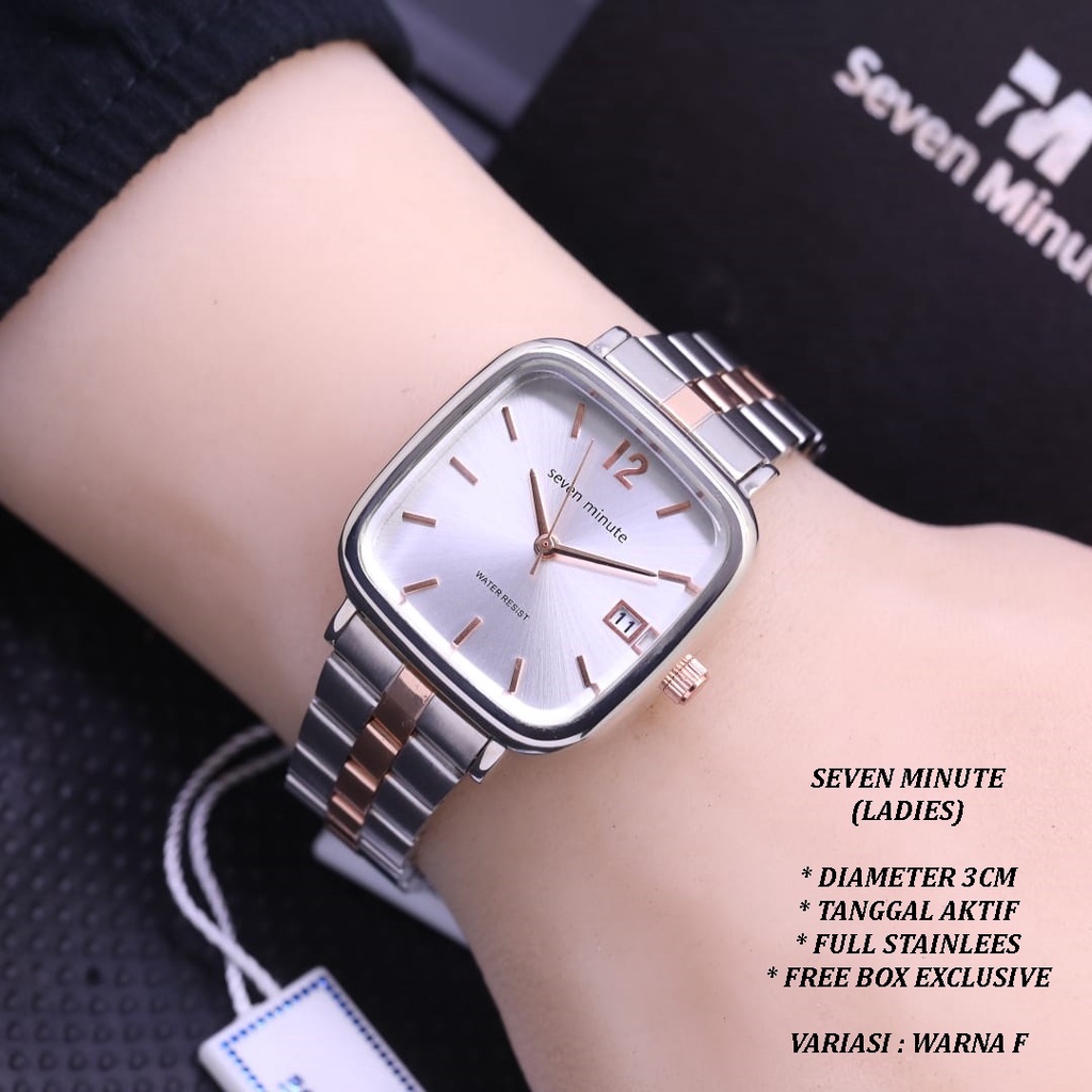 (FREE BOX) JAM TANGAN SEVEN MINUTE WANITA FASHION RANTAI BODY SEGI TANGGAL AKTIF