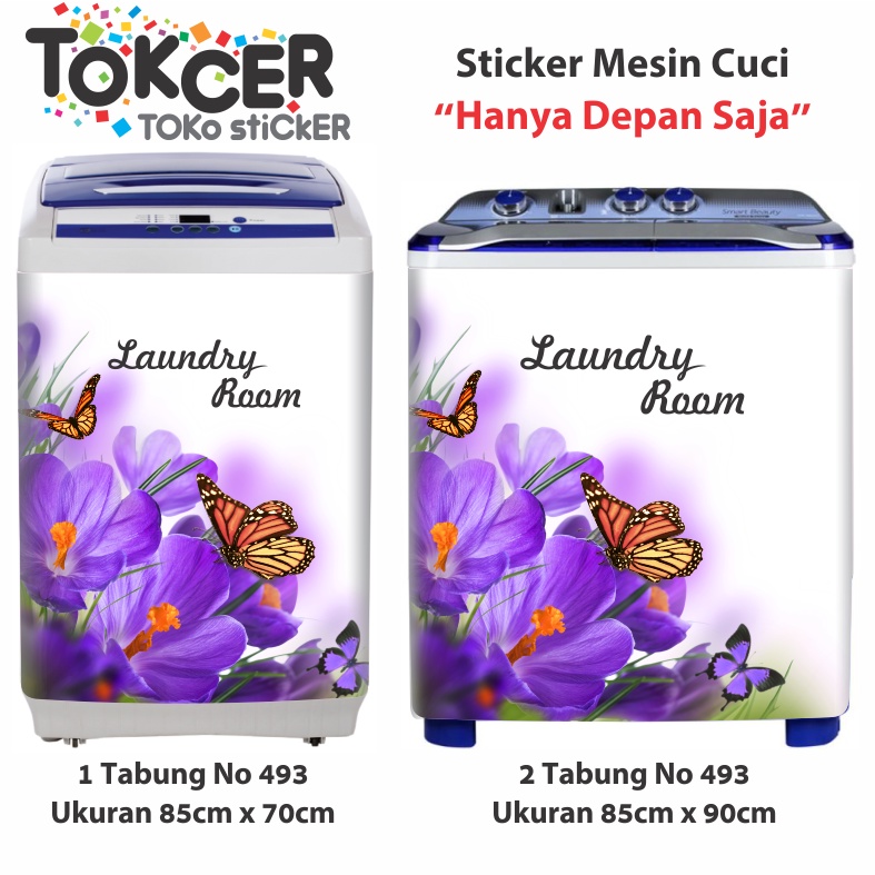 Stiker Mesin Cuci 1 atau 2 Tabung Motif KUPU-KUPU