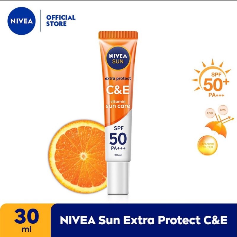 NIVEA Sun Extra Protect C &amp; E SPF 50 30mL - Sunblock Wajah, Menyamarkan Noda Hitam sunscreen