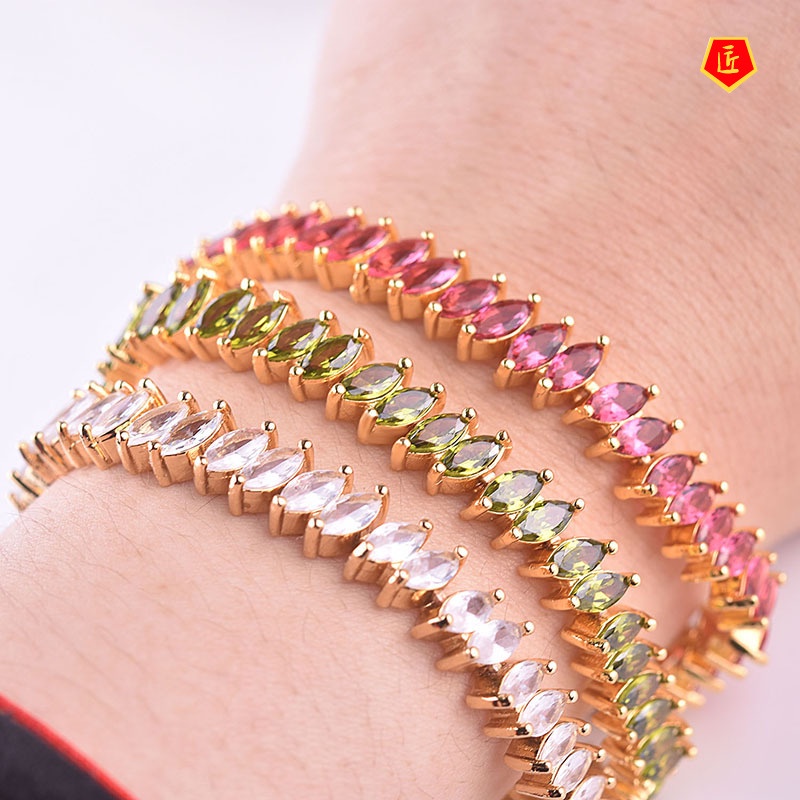 [Ready Stock]Fashion and Fully-Jewelled Ruby 18K Gold Bracelet