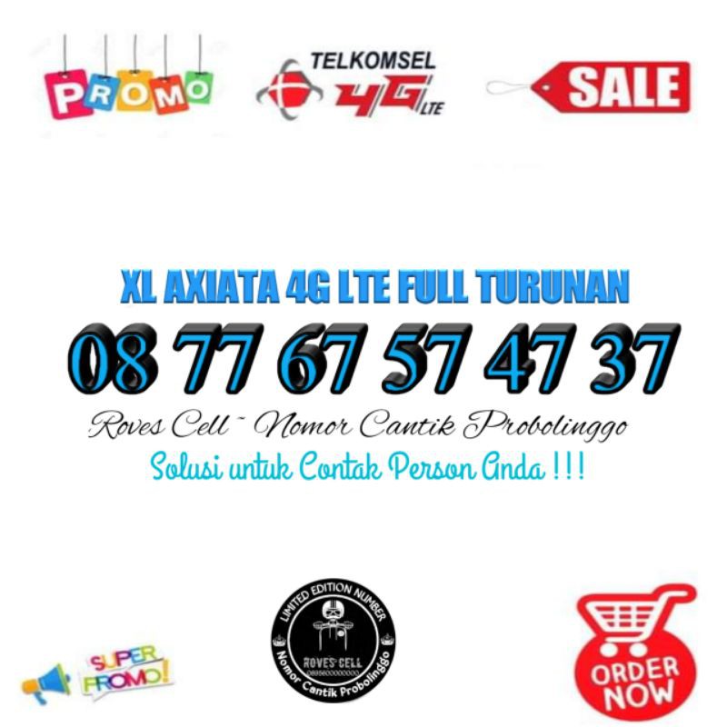 NOMOR CANTIK XL SERI URUT 08 77 67 57 47 37