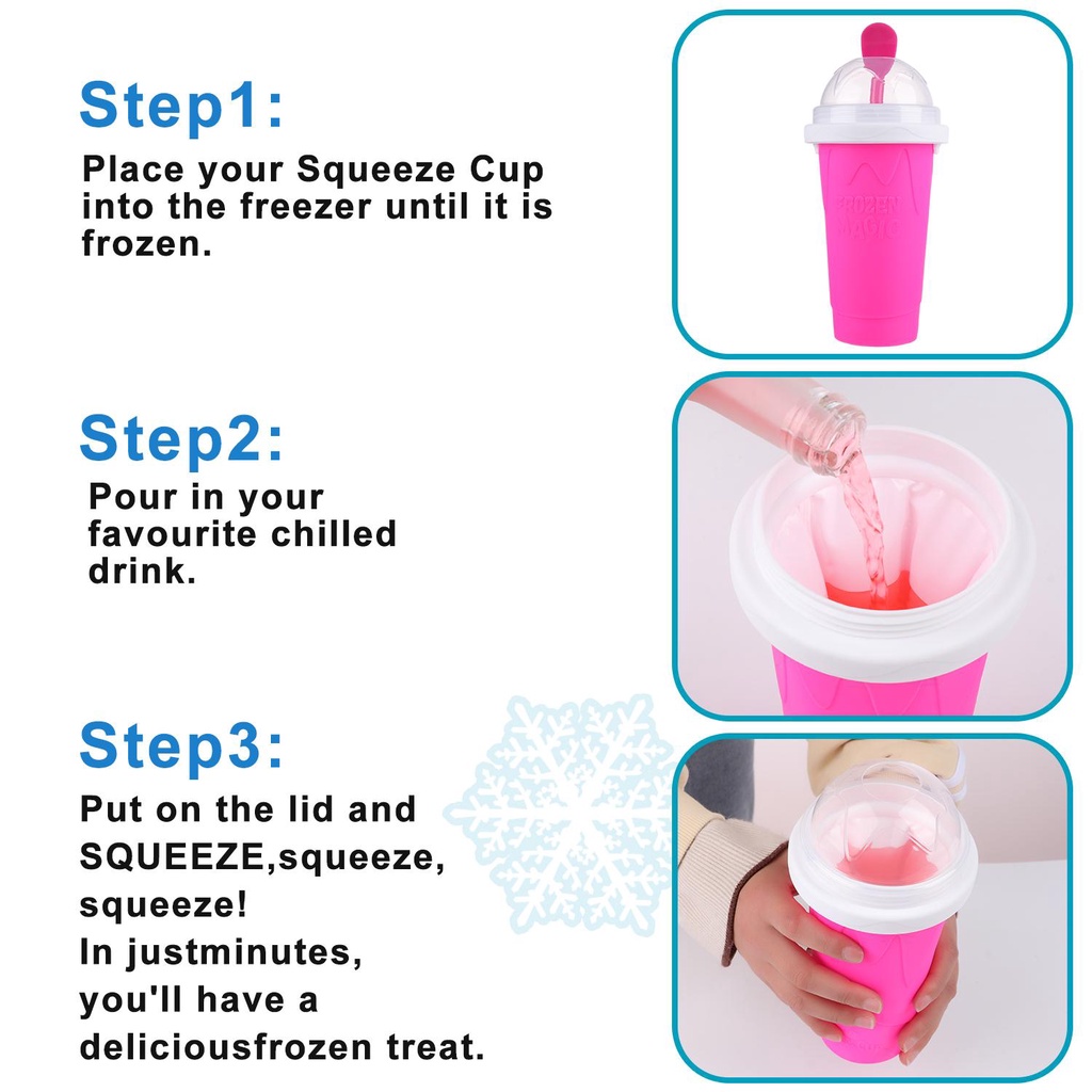 Solighter 1Pcs Slushy Cup DIY Milk Shake Kid Squeeze Cup Musim Panas Es Cepat Beku Magic Silicone Cup