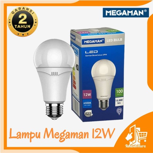 MEGAMAN Bola Lampu Bohlam LED Cahaya Putih 12 Watt 12W