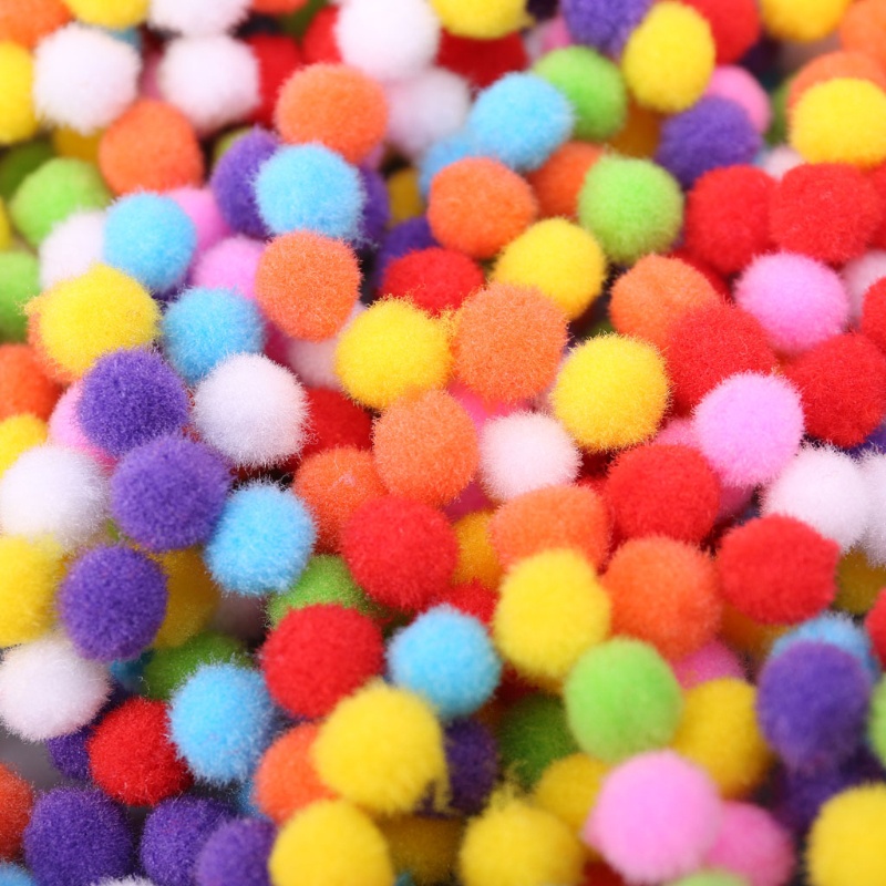 Mary 1000Pcs Pompom Kerajinan Berbulu Bulat Lembut Warna Campur Pom Pom 12mm DIY Craft