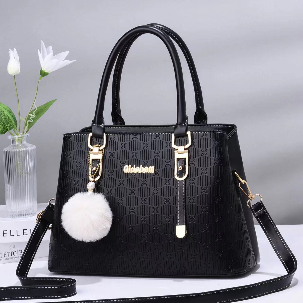 BQ 3494 RISCE TAS HAND BAG IMPORT WANITA CEWEK PEREMPUAN JAKARTA BATAM GANTUNGAN POM POM