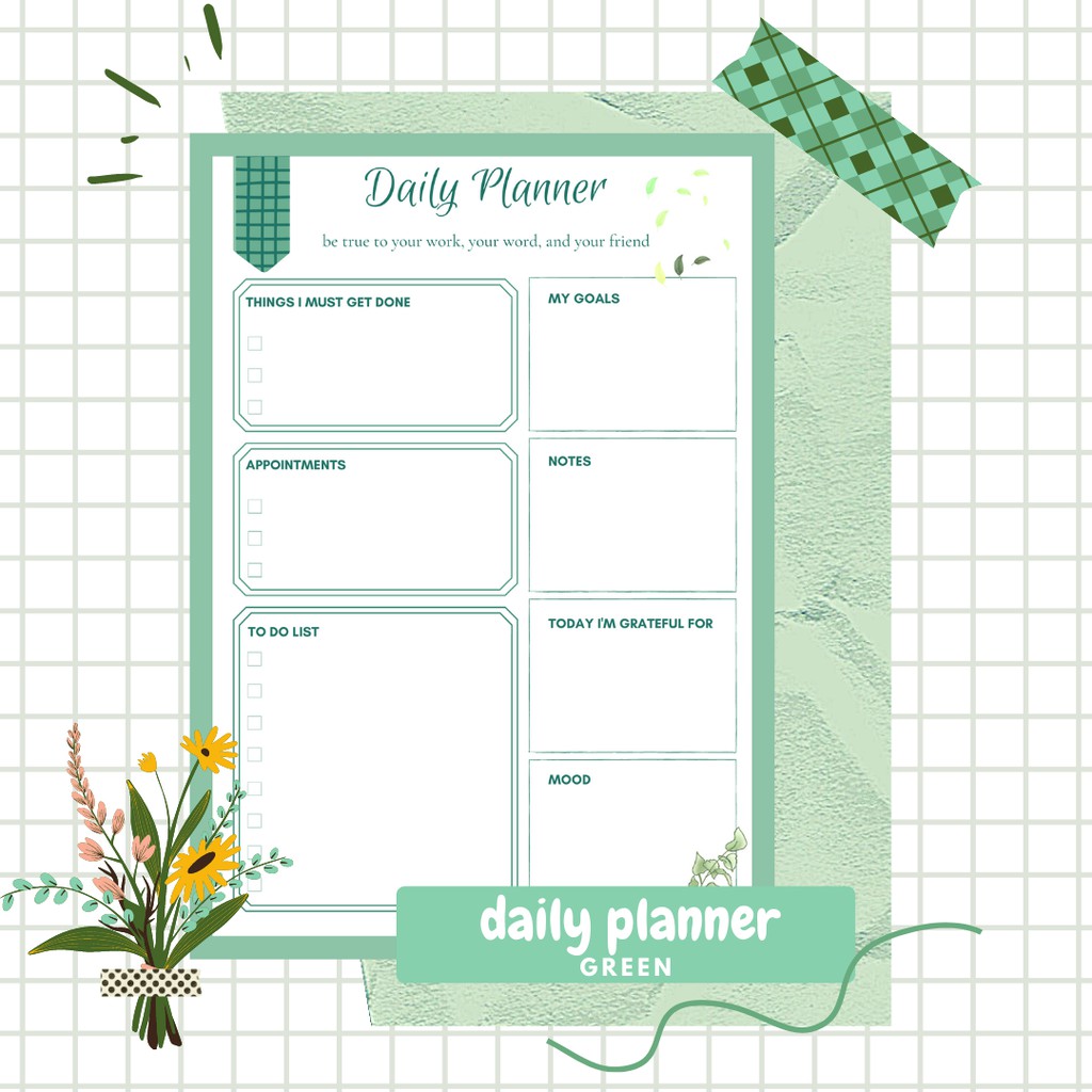 

B5 Daily Planner Aesthetic by Passionerie Insert Isi Binder set 1 Bulan 30 Hari