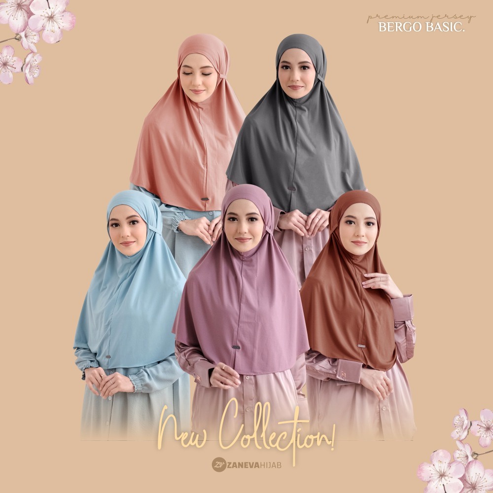 Hijab Bergo Basic By Zaneva Hijab l Bergo Polos l Hijab Jersey Adem