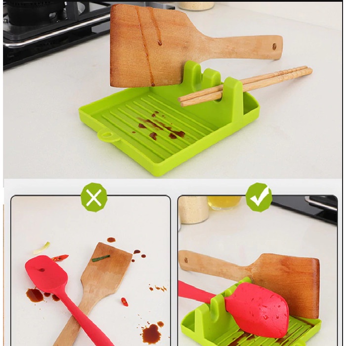 TATAKAN SERBAGUNA TATAKAN SPATULA / SENDOK GORENG / TUTUP KUALI / PERALATAN DAPUR MINIMALIS KITCHEN UTENSIL REST HOLDER