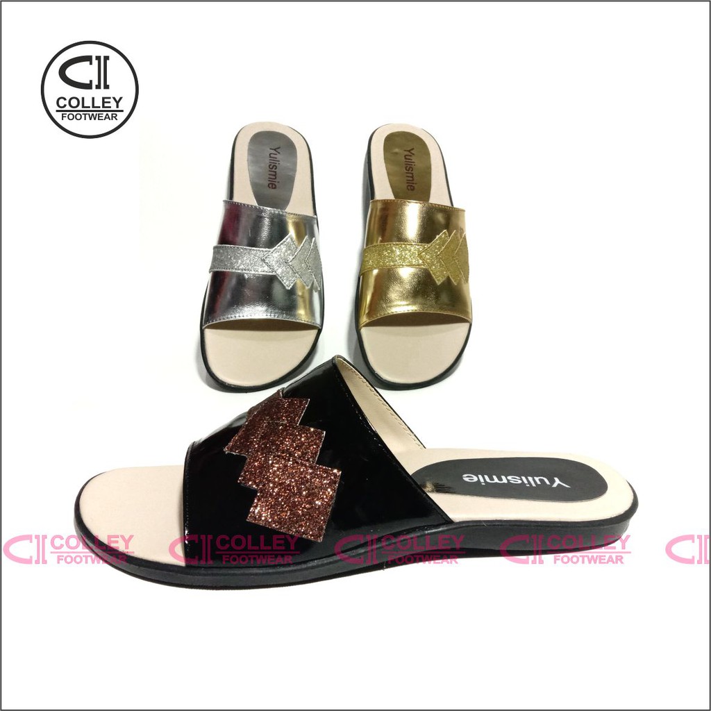 COD - SANDAL FLAT WANITA BAN 1 / GLOSSY / SANTAI / GLOWING / FLT-SBW-033