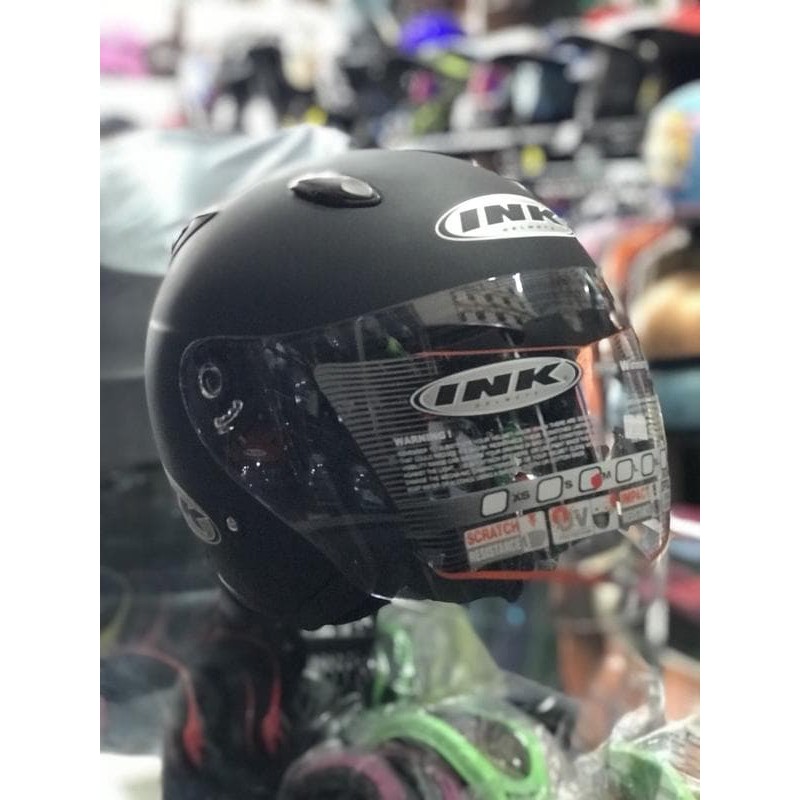 Helm Half Face INK Centro Black Doff / Hitam Doff