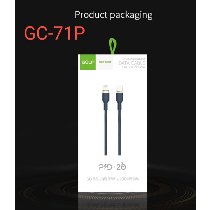 KABEL DATA GOLF NEW GC-71P 20W PD WUICK CHARGER DATA TYPE C TO LIGHTNING SUPPORT 20W FAST CHARGE