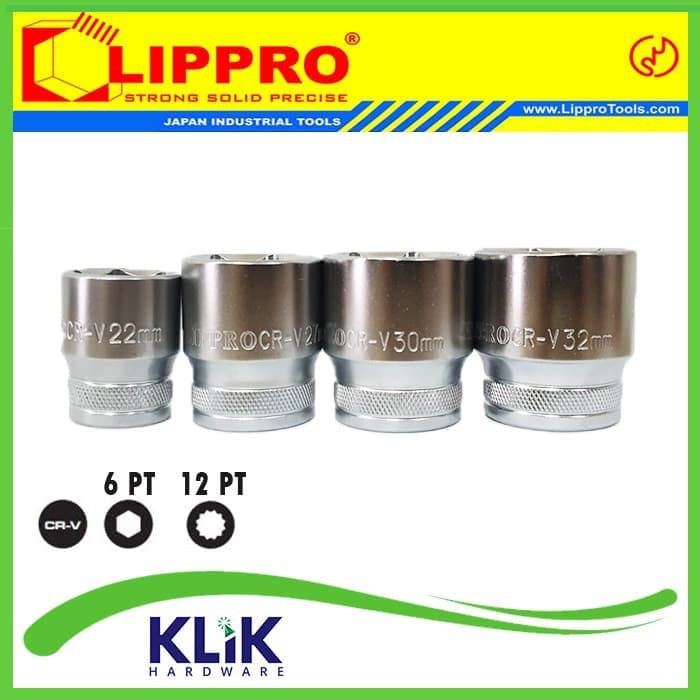 Lippro Mata Sock 1/2&quot; DR 27 mm (6PT/12PT) - Mata Shock Sok Pendek