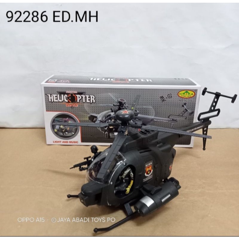 Mainan Helly Copter Super Military Pesawat Heli Militer Bisa Jalan Suara Musik Nyala Lampu 92286