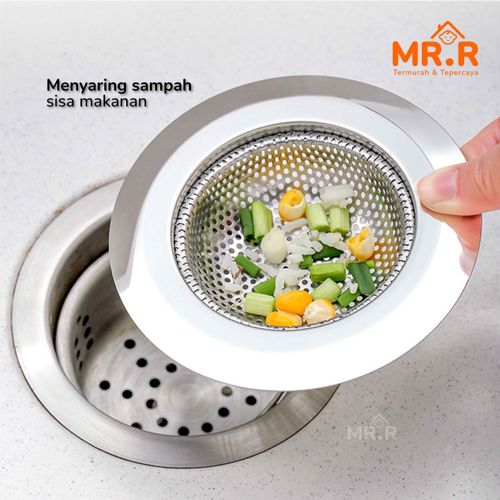 Saringan Wastafel Cuci Piring Stainless Steel Sink Strainer Filter Air Saringan Afur Bak Cuci Gelas