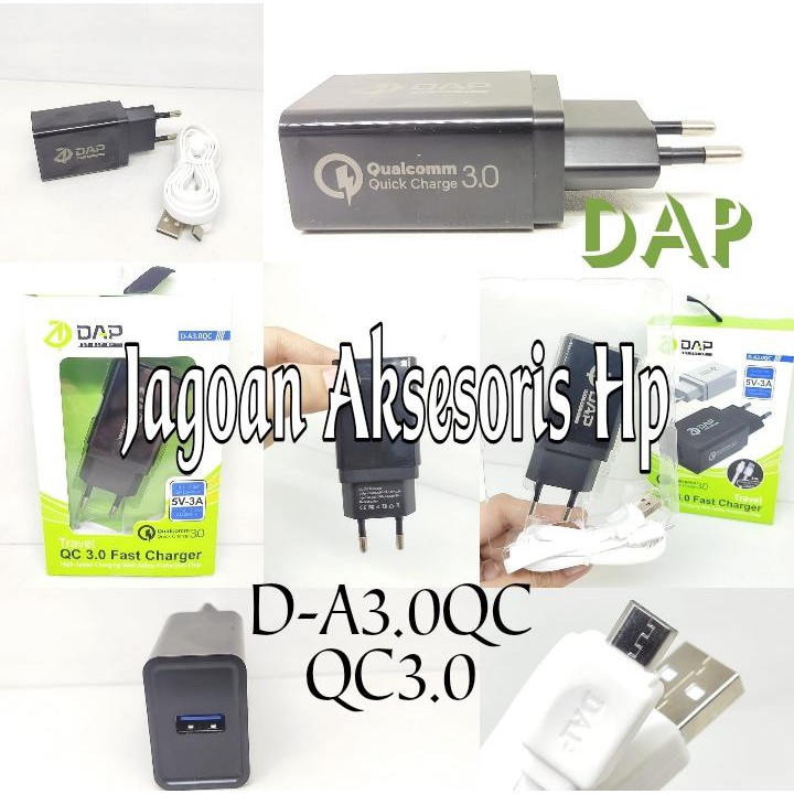 DAP D-A3.0QC Travel Fast Charger 1 Port 5V 3A 18W Include Data Cable Micro USB 1m