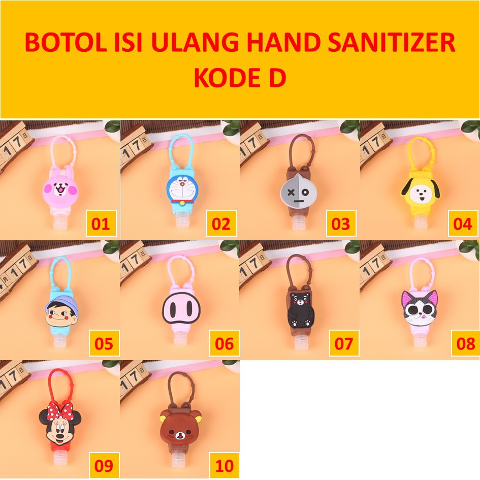 TJM VZ128 Botol Hand Sanitizer Bulat Kosong Cartoon Holder With Empty Bottle Gantungan Tas (30 ML)