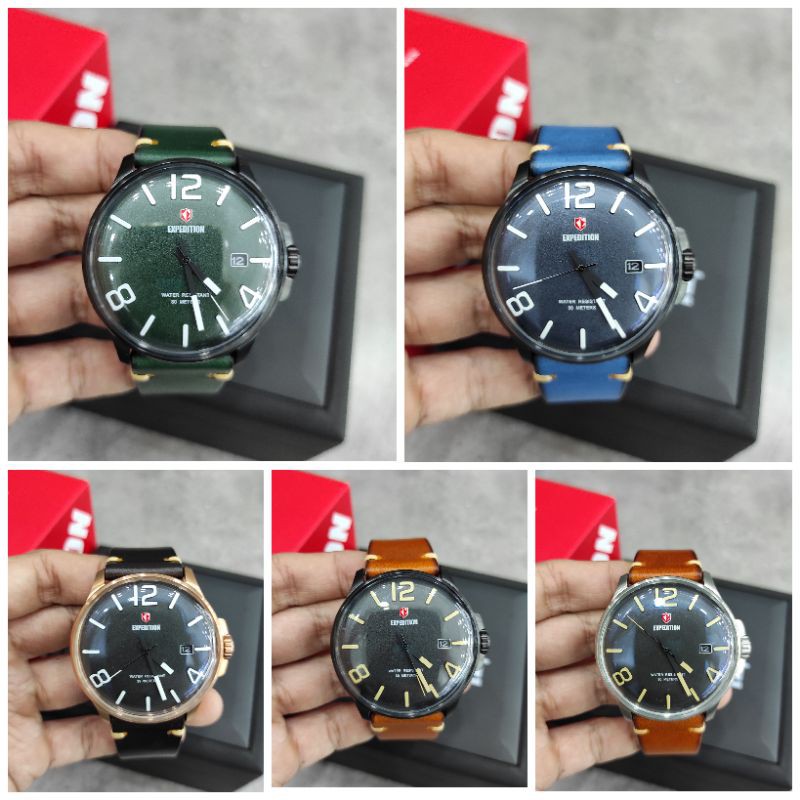 JAM TANGAN PRIA EXPEDITION E 6789 TALI KULIT NEW E6789 LEATHER ORIGINAL GARANSI