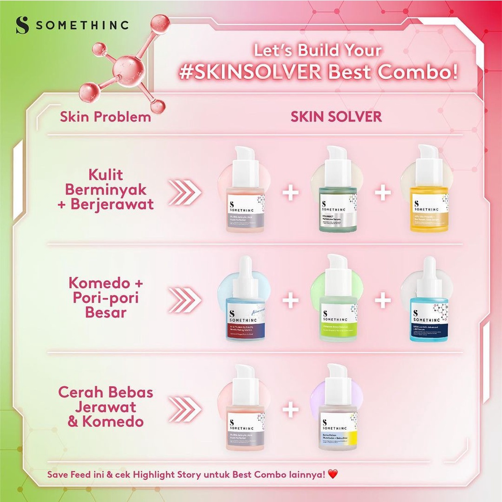 SOMETHINC Skin Solver Indonesia / Serum Revive Potion Arbutin Lemonade Waterless Vitamin Dark Spot Hylapore Aha Salicylic Acid Vita Propolis Pure Retinol Encapsulated Granactive Astaxanthin Defender Resurrect Brightening Acne Anti Aging Barrier Hydrate