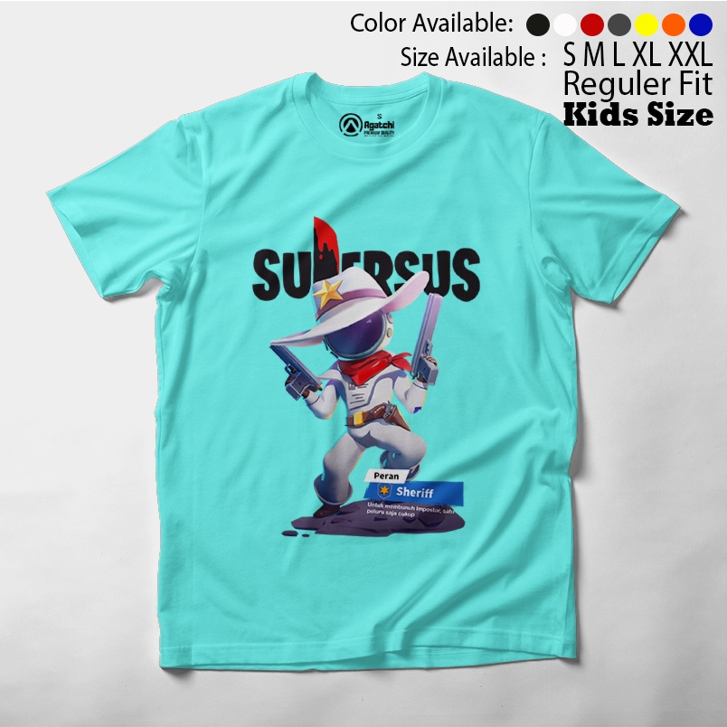 Baju Kaos Atasan Anak Laki Laki Gamers Supersus Peran Sherrif Impostor