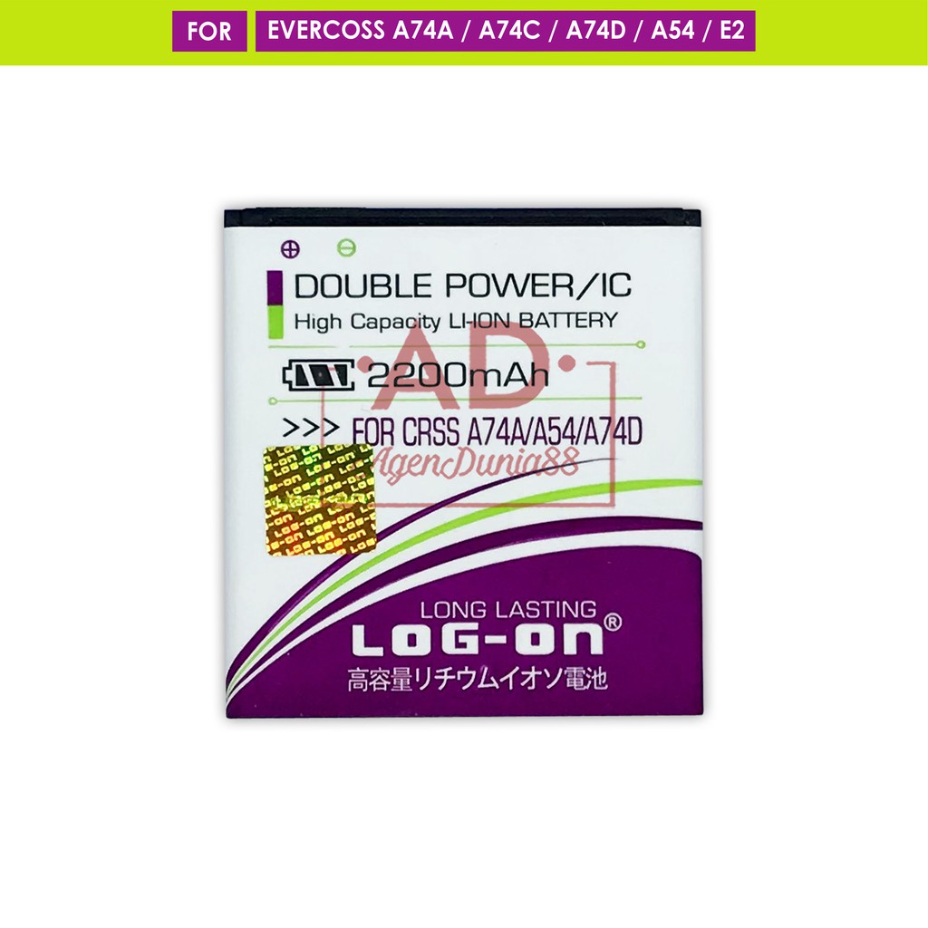 BATERAI EVERCOSS A74A - A54 - A74C - A74D - LOG ON DOUBLE POWER BATTERY