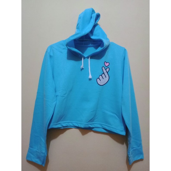 SWEATER KAOS/HOODIE CROP WARNA BIRU MUDA