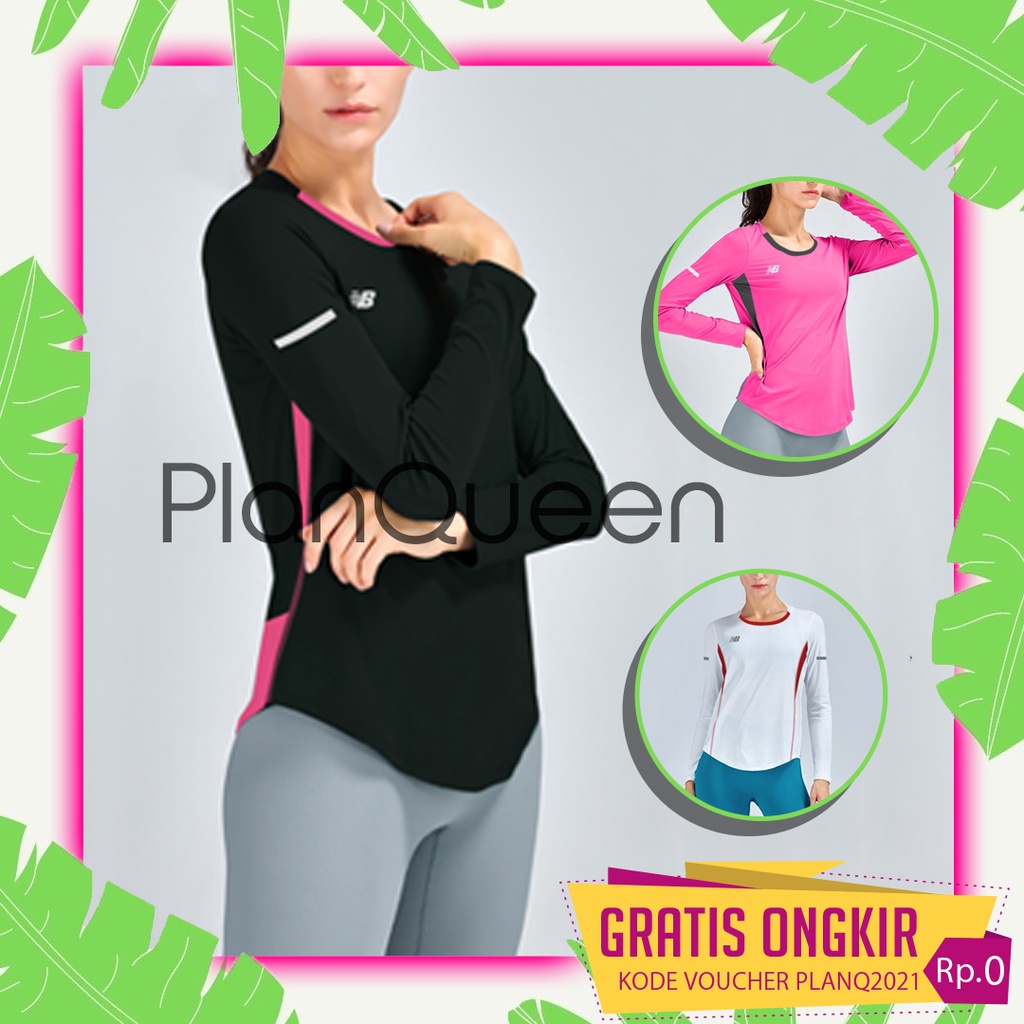 Atasan Olahraga Wanita Hijab Lengan Panjang Modis Baju Sport Korea Kaos Cewek Olahraga Gym Zumba Aer