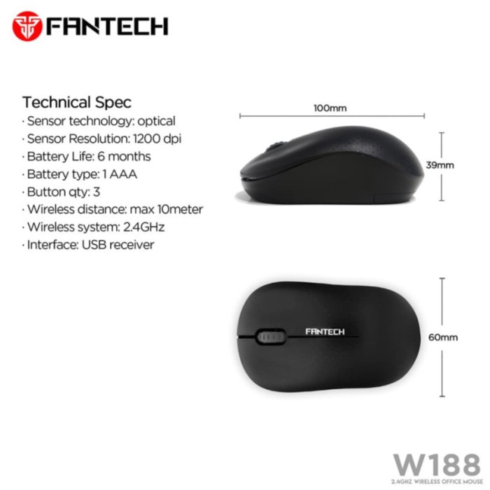 Fantech W188 Mouse Wirelles 2.4Ghz