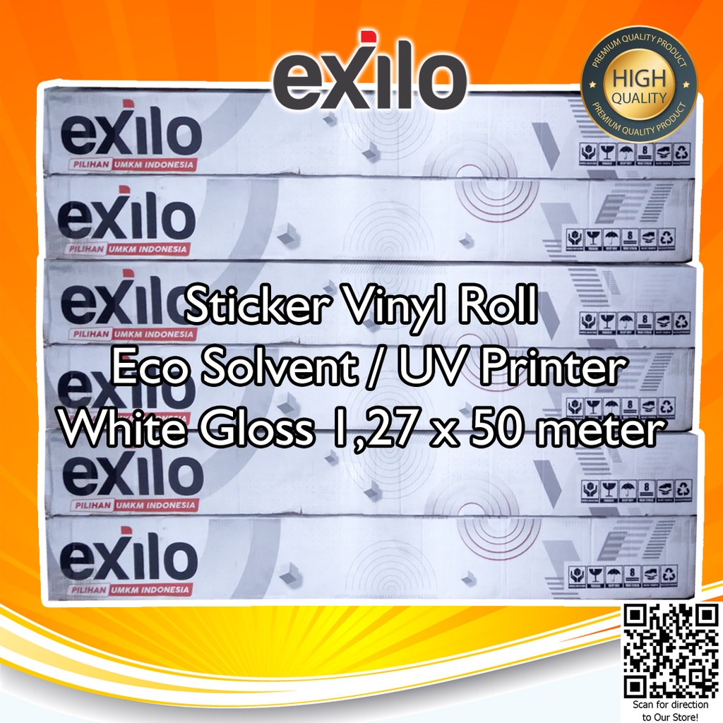 EXILO Sticker VP68WX Stiker Vinyl Digital Print Eco Solvent / UV Printing / Latex - Indoor/Outdoor 1.27 m x 50 m - Roll