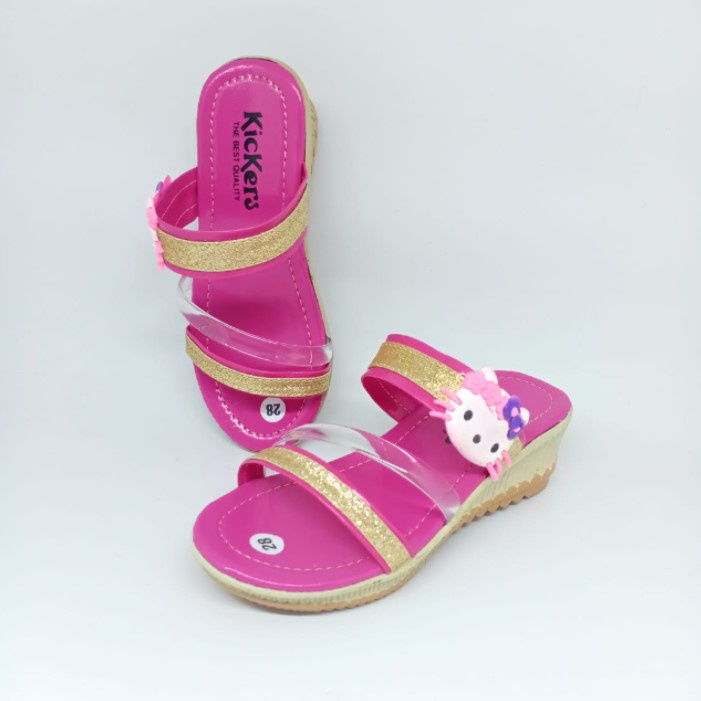 Sandal Anak Perempuan Kickers Selop Wedges 26 - 35 HK Hak 3 Cm Casual Fashion N14