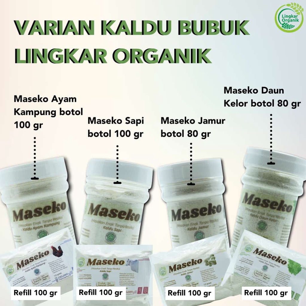 MASEKO KALDU SEHAT LINGKAR ORGANIK TANPA MSG REFILL &amp; BOTOL AYAM SAPI JAMUR MPASI