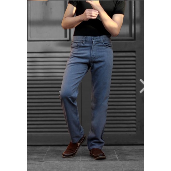 Gienzho Celana Jeans Pria Standar Celana Panjang Cowok Reguler