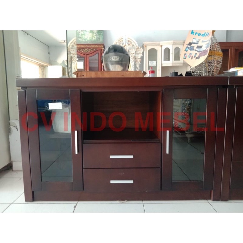 meja tv buffet rak tv kayu ready stock makassar uk 120 mewah murah lemari tempat tv serbaguna