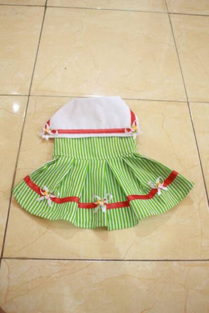 Dress strip hijau muda ala sailormoon untuk kucing dan anjing size S M L XL