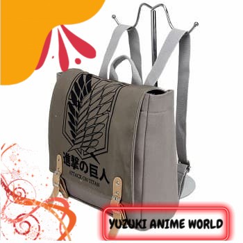 TAS RANSEL BACKPACK ANIME CANVAS LOGO SNK ATTACK ON TITAN