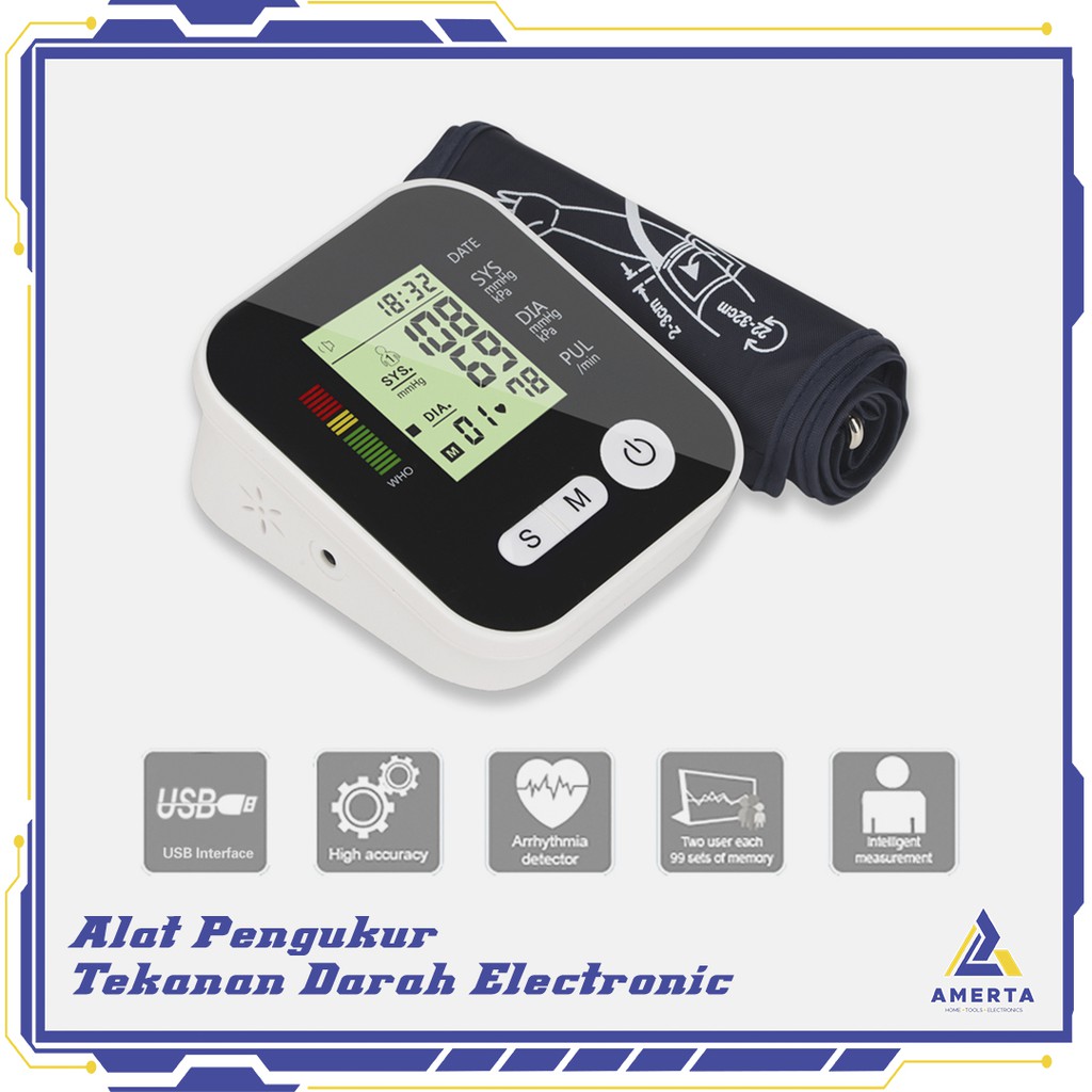 Pengukur Tekanan Darah Tensi Electronic Blood Pressure Monitor TaffOmicron White