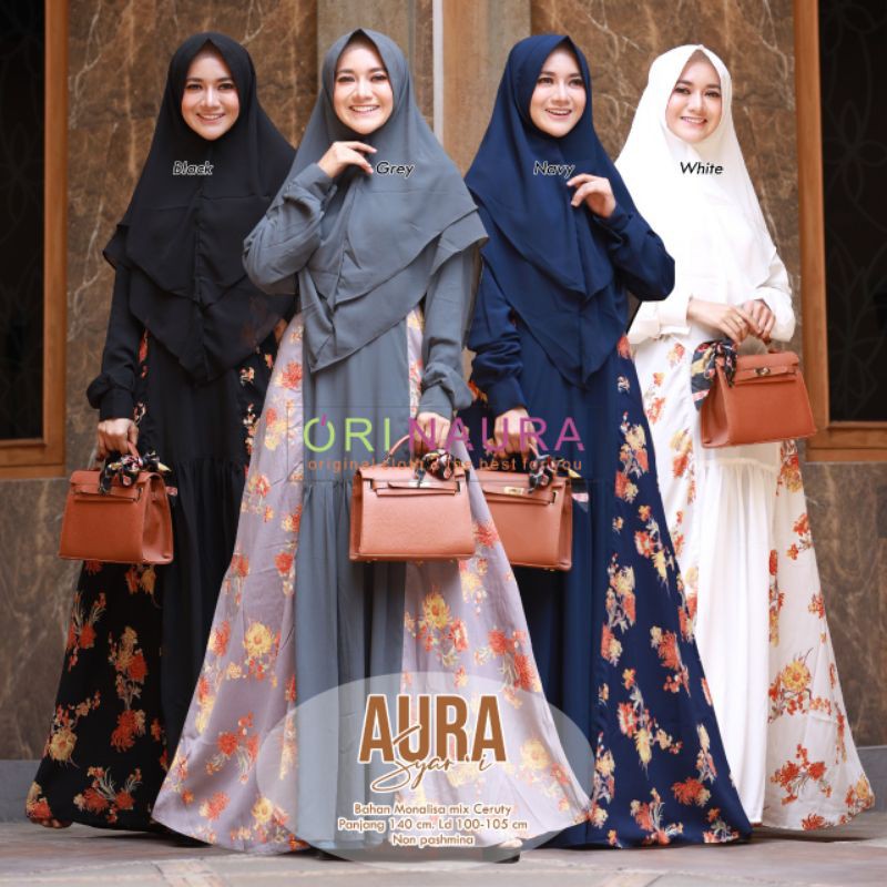 Aura Syari by naura / Set syari muslimah / Dress muslimah / Gamis