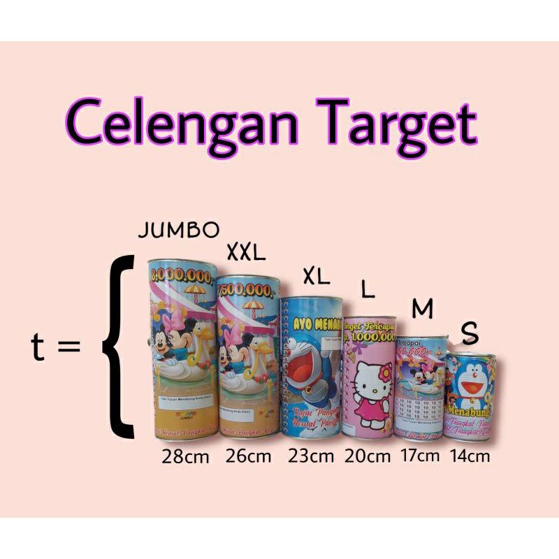 (COD/FREE ONGKIR) Celengan kaleng target karakter besar Jumbo 28x14 cm tebal