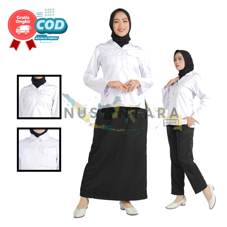 Seragam Pns Hitam Putih Wanita Setelan Kemeja Pdh ROK &amp; CELANA Hitam Pns Seragam Pns Wanita Baju Pemda Wanita Baju Putih Pns