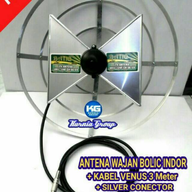 ANTENA WAJAN BOLIC + KABEL 3M JECK SILVER INDOR ANTENNA BOLIC DALAM RUANGAN SUPER PEKA