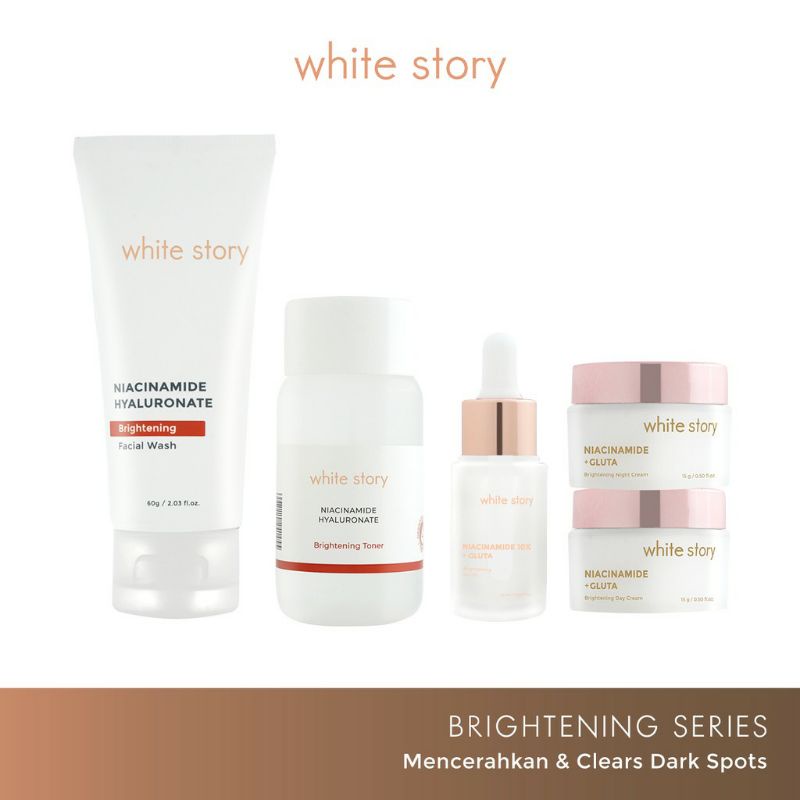 White Story Paket Wajah Brightening | Face wash | Toner | Day Cream | Night Cream | Serum