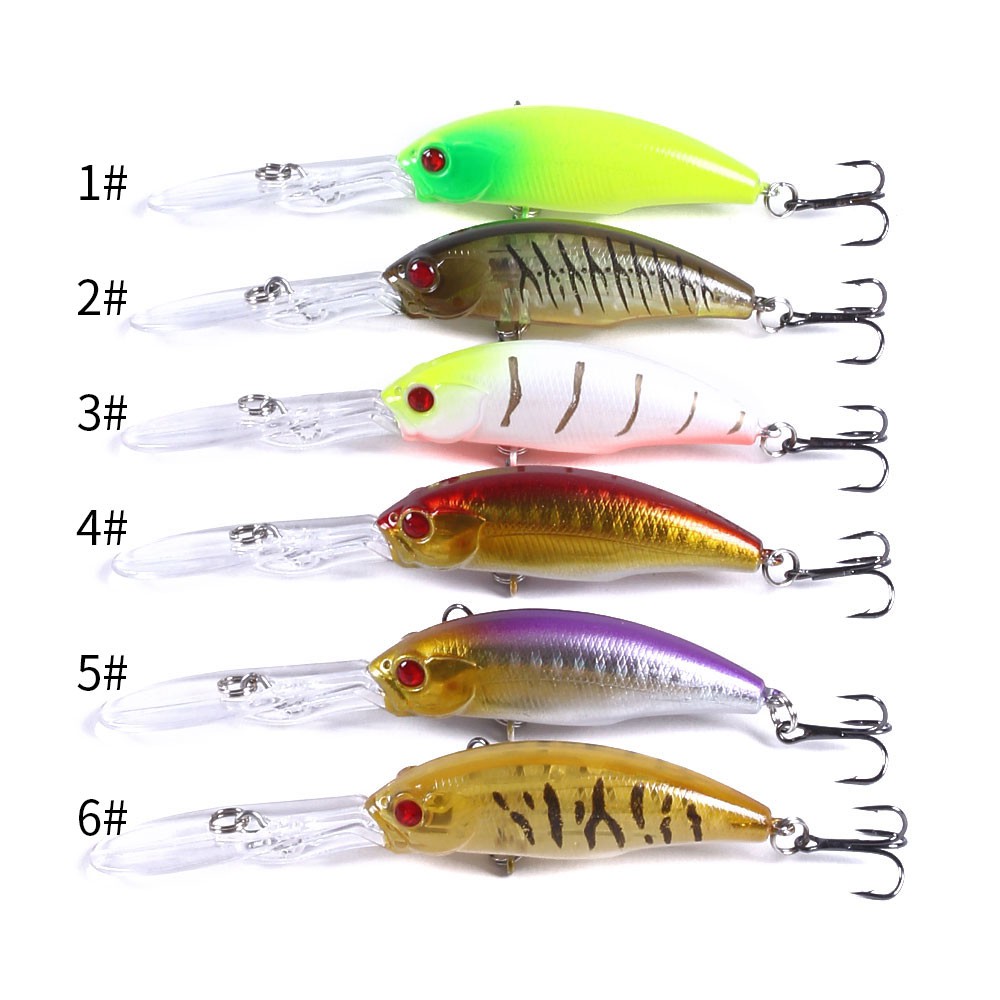 HENGJIA New 6Pcs 10cm/7g Minnow Umpan Pancing Swimbait Ikan Floating Fishing Lures Bass Hard Bait Kail Wobbler