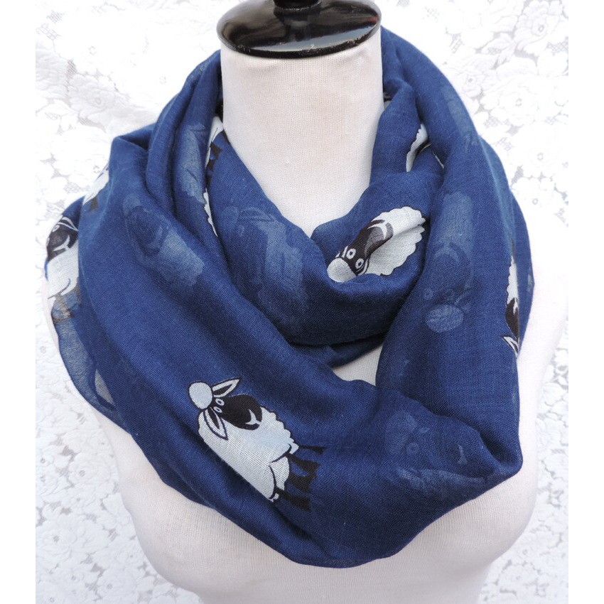 

Produk China 2018 Ladies Blue White Color Cute Sheep Animals Print