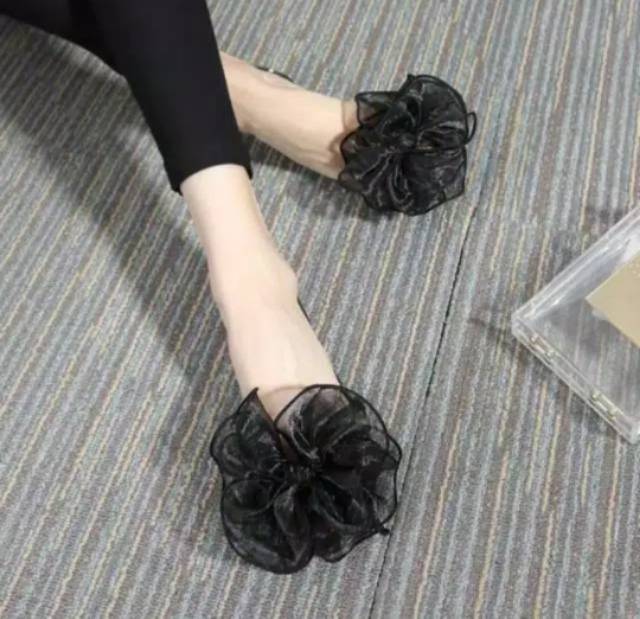 Sepatu kaca 035 Flatshoe jelly import Bunga