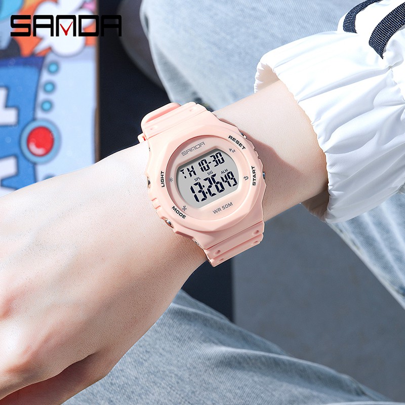 SANDA 6069 Jam Tangan Wanita Pria Digital Sport EL Backlight Tali Rubber Anti air WATCHKITE WKOS