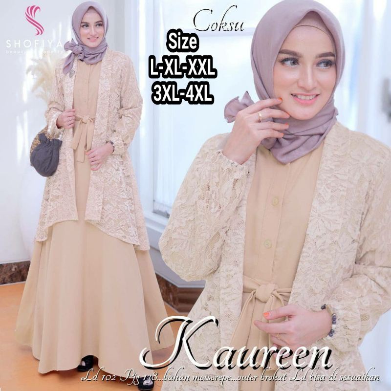 KHAUREN DRES BAHAN MANGGOCREPE MIX BRUKAT UKURAN JUMBO L XL XXL XXXL XXXXL